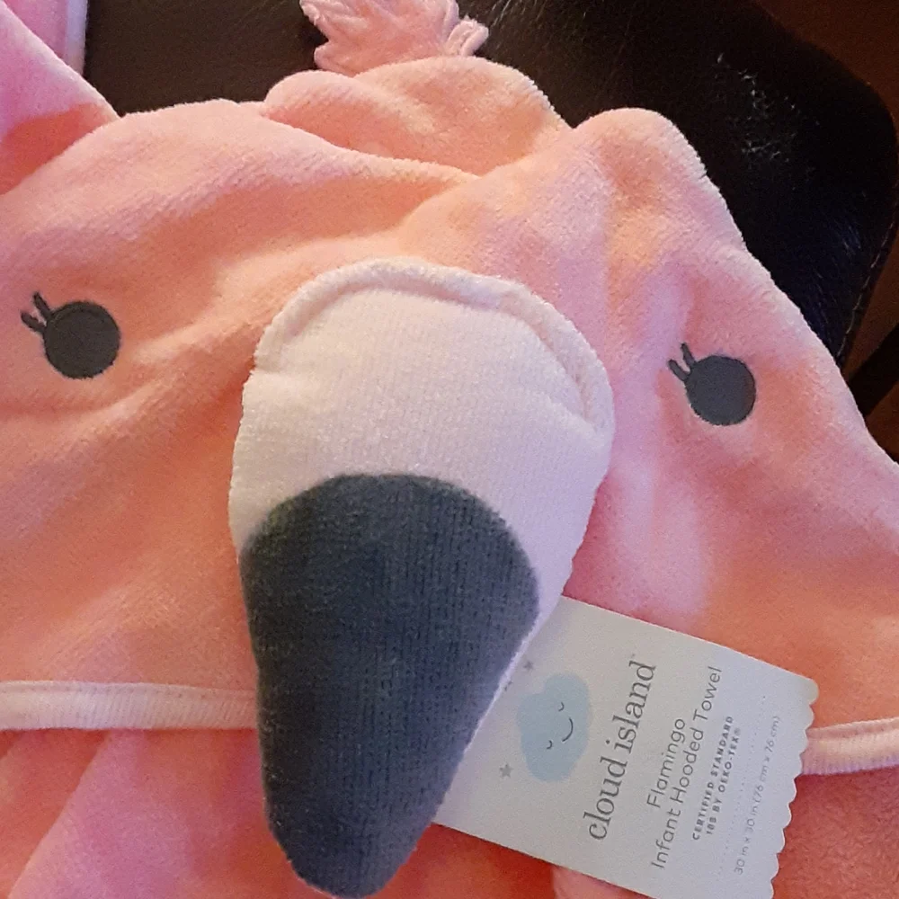 Cloud Island Flamingo Pink Infant Hooded Towel 30